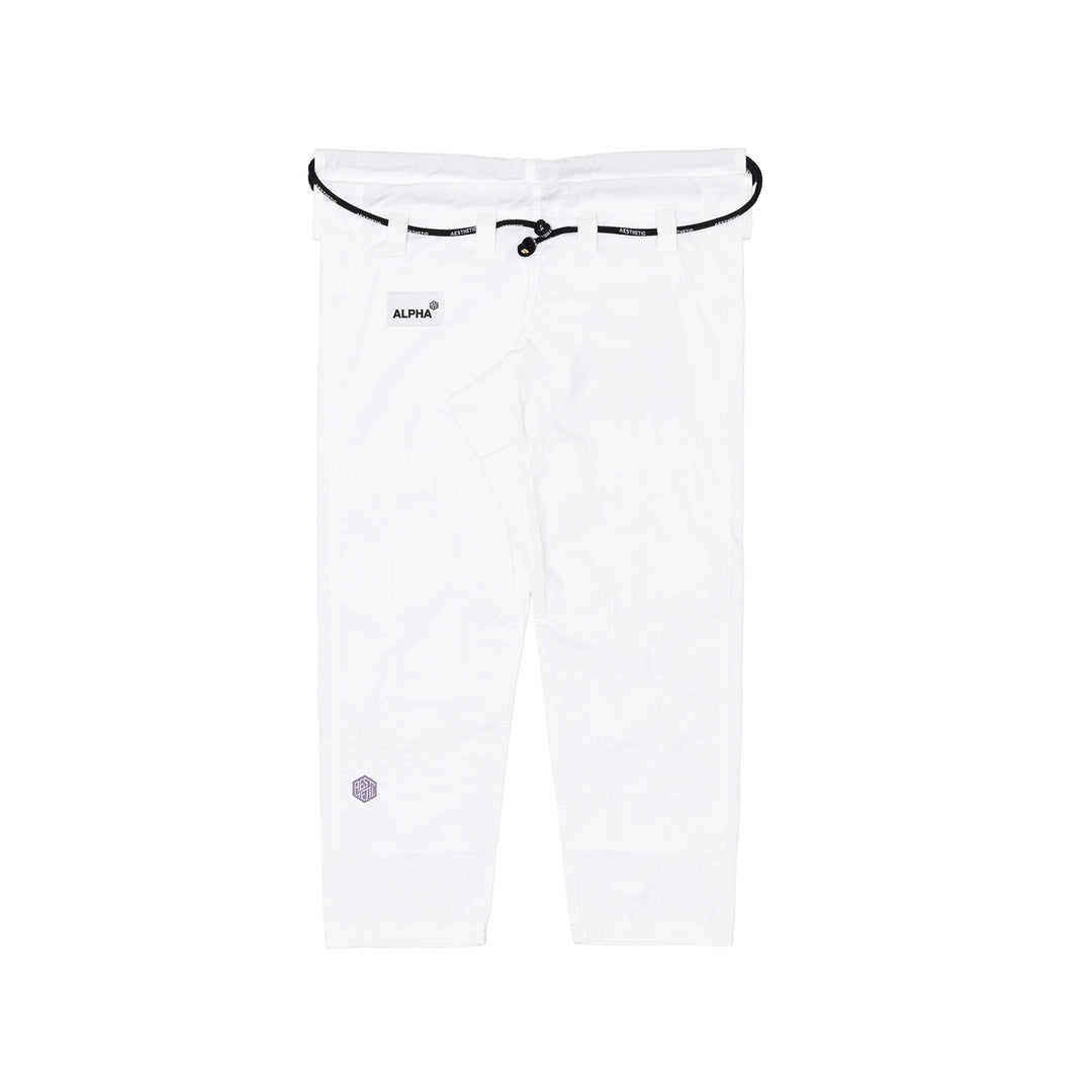 AESTHETIC The Alpha+ BJJ Gi – White/Lilac pants front view