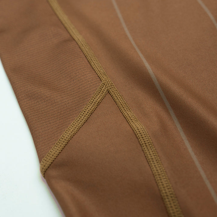 AESTHETIC USA Long Sleeve Ranked Rashguard 2026 Brown - stitch details