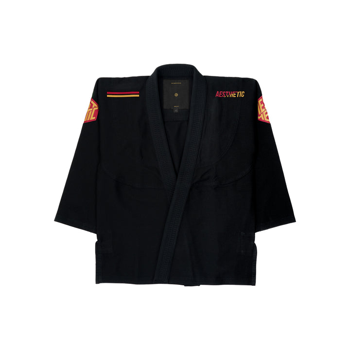 AESTHETIC The Competitor BJJ Gi – Black/Carmine Red jacket front view