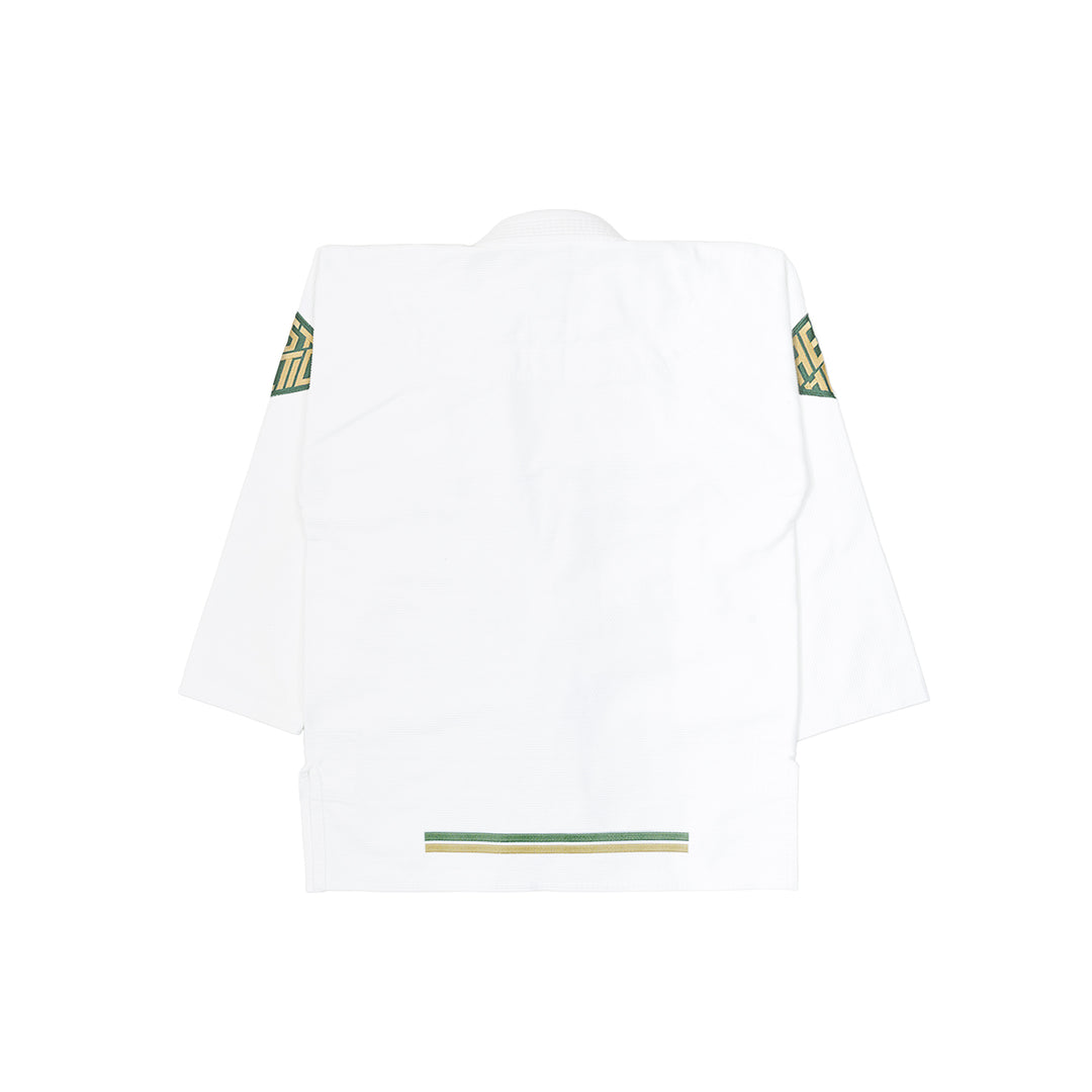 AESTHETIC The Competitor BJJ Gi Kimono - White/Pine Green Jacket back view