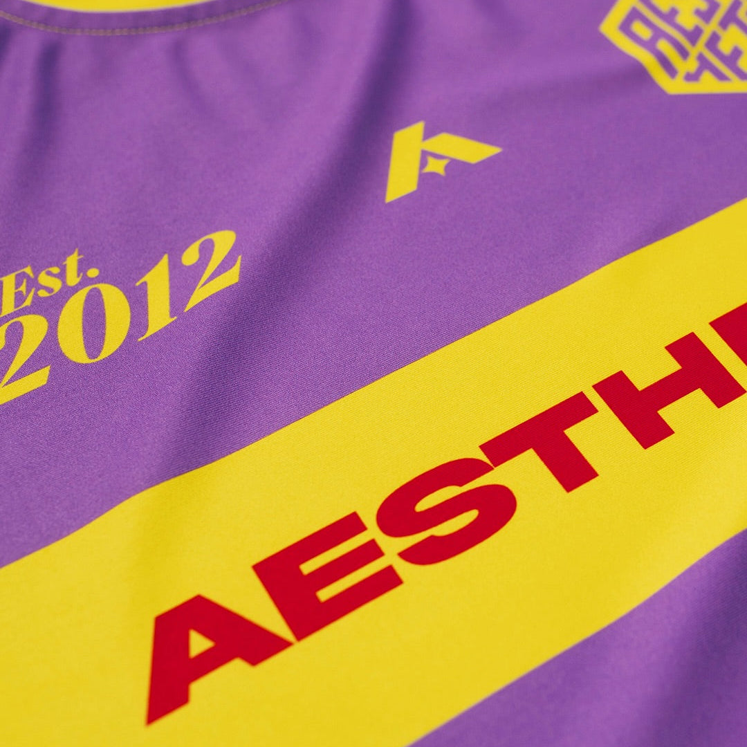 AESTHETIC Cross Short Sleeve BJJ Rashguard - Purple front detail