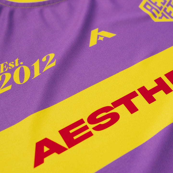 AESTHETIC Cross Short Sleeve BJJ Rashguard - Purple front detail