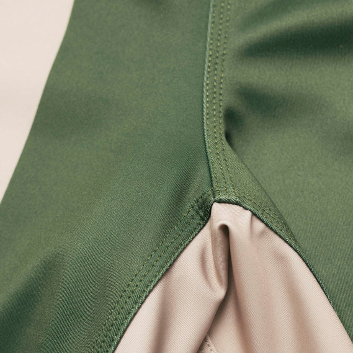 AESTHETIC Motion Short Sleeve BJJ Rashguard - Hunter Green stitch detail