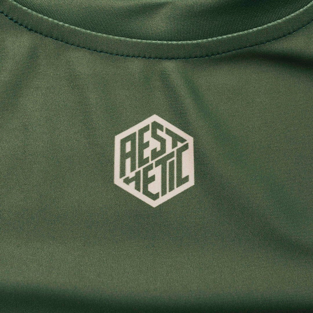 AESTHETIC Motion Short Sleeve BJJ Rashguard - Hunter Green front detail