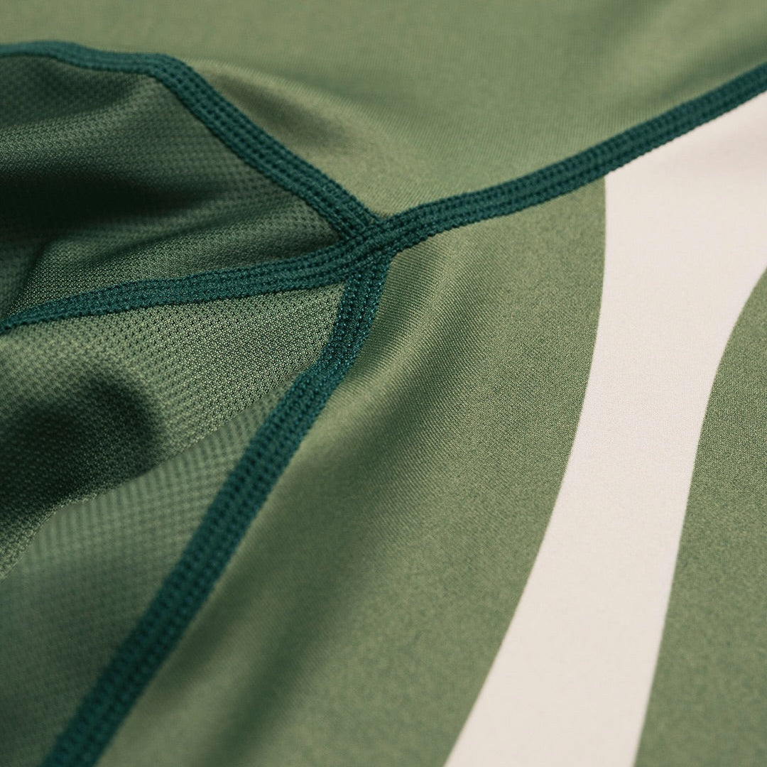 AESTHETIC Motion Short Sleeve BJJ Rashguard - Hunter Green stitch detail