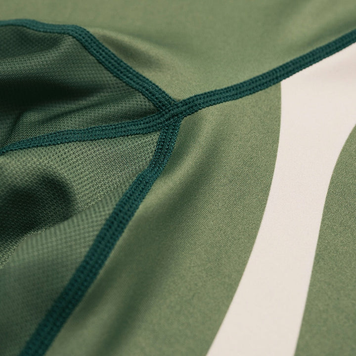 AESTHETIC Motion Short Sleeve BJJ Rashguard - Hunter Green stitch detail