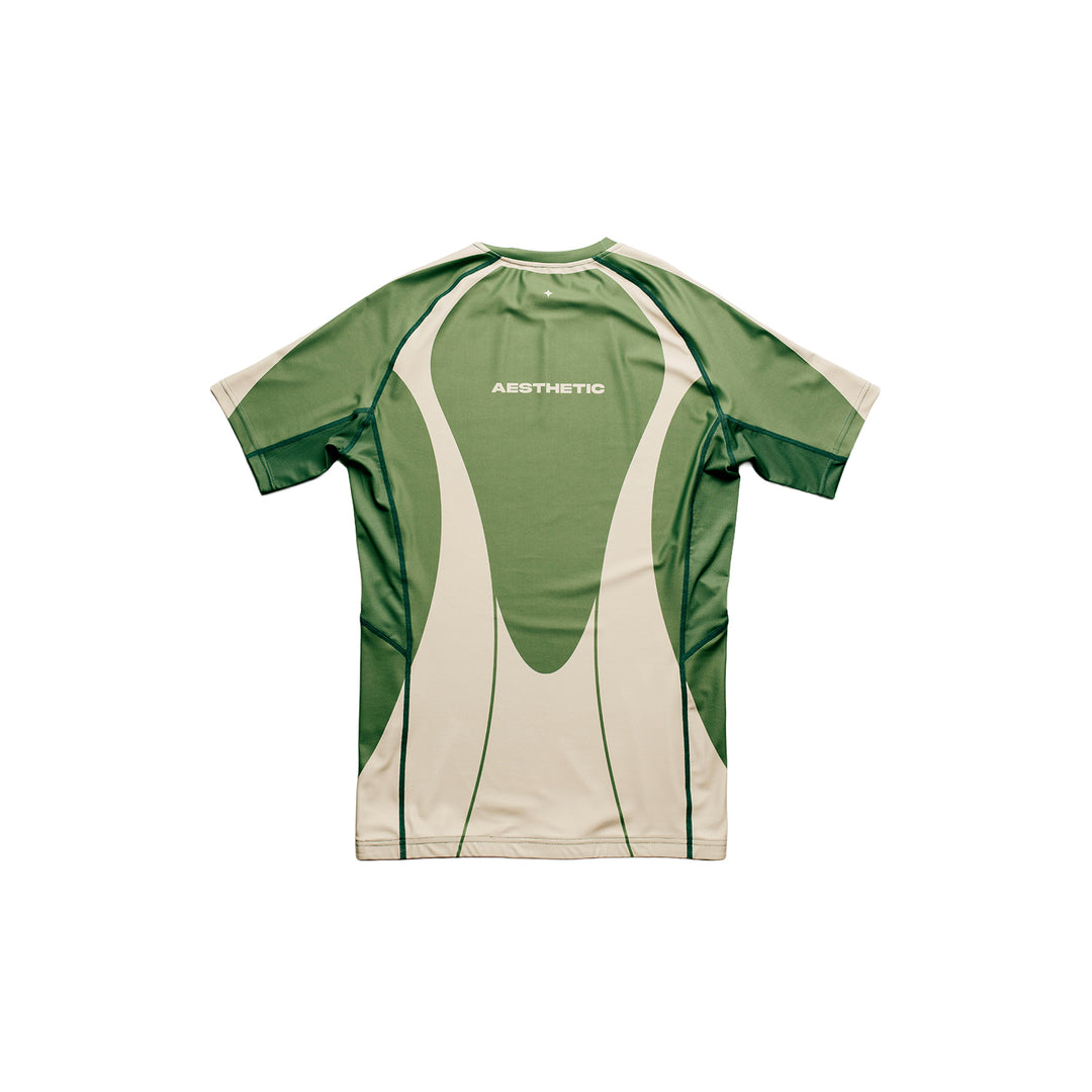 AESTHETIC Motion Short Sleeve BJJ Rashguard - Hunter Green back view