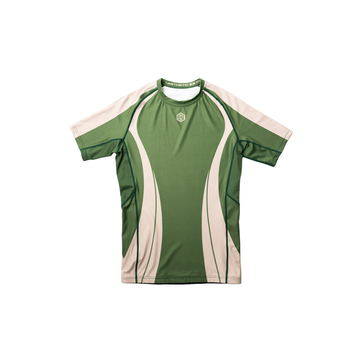 AESTHETIC Motion Short Sleeve BJJ Rashguard - Hunter Green front view