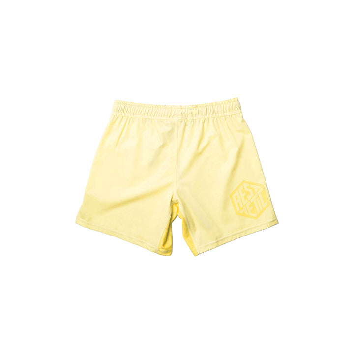 AESTHETIC Pastel Yellow Grappling Shorts – back view