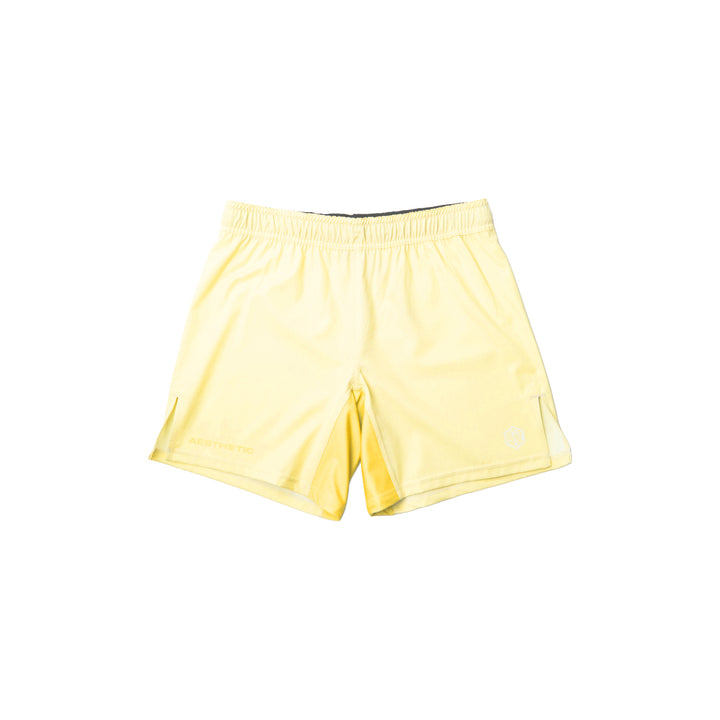 AESTHETIC Pastel Yellow Grappling Shorts – front view