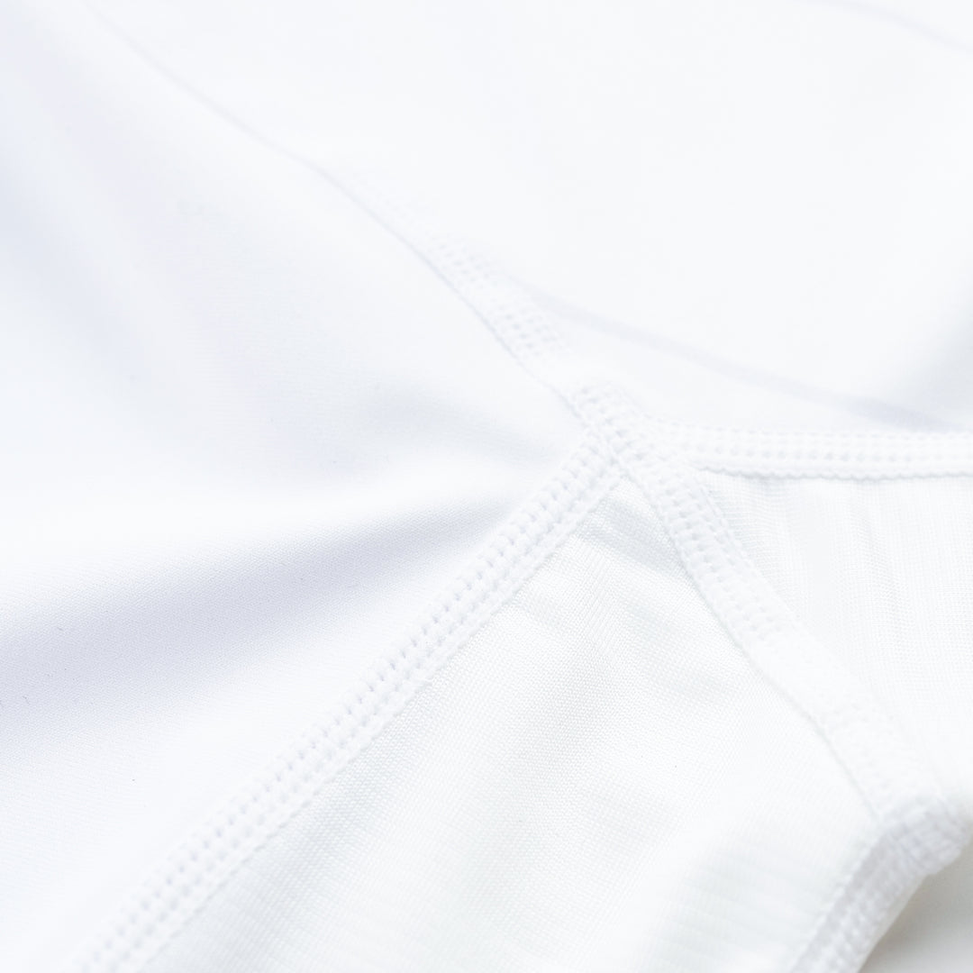 AESTHETIC USA Long Sleeve Ranked Rashguard 2026 White - stitch close up
